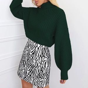 Drop Shoulder Chunky Cropped Sweater